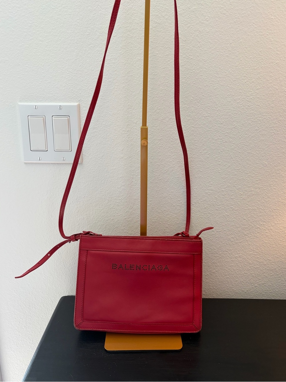 Balenciaga Cherry Red Leather Crossbody Bag
